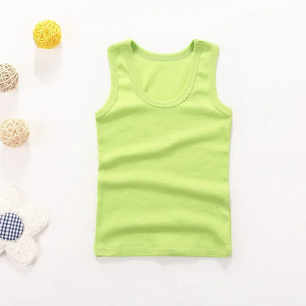 Children's Vests T-shirts Summer Boys Girls Cotton Sports Tops Waistcoat Solid Color Casual Kids Vest