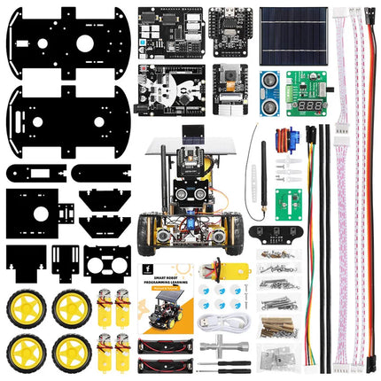 Solar Powered ESP32 CAM Programmable Robot Car With Ultrasonic Sensor IoT WiFi Control For Coding Education Students