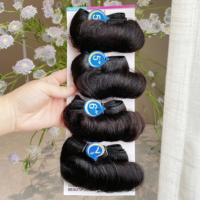 10A Raw Hair Indian Bouncy Curly Bundles 100% Virgin Human Hair Bundles 4 Bundles Deal Short Cut Hair Extensions