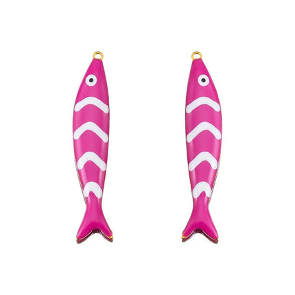 2pcs Gentle Pink Enamel Stainless Steel Charms Rose Flower Starfish Butterfly Necklace Pendant Women DIY Earring Jewelry Making