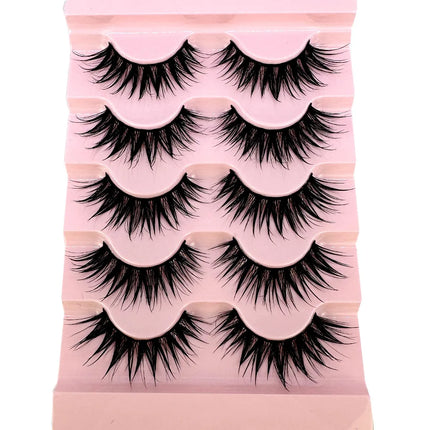 New 5 Pairs Wet False Eyelashes Naturally Wear False Eyelashes Everyday Sharp Tail Thick Simulation Cross Makeup Lashes