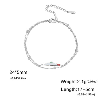 COOLTIME Palestine Map Charm Women Bracelets Stainless Steel Adjustable Double Layer Men Geography Bracelet jewelry Wholesale