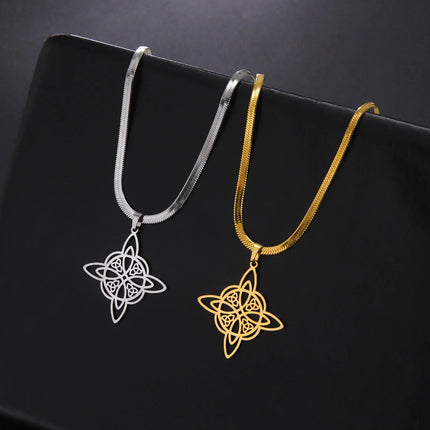 Lucktune Witch Knot Pendant Necklace Stainless Steel Snake Chain Necklace For Women Vintage Lucky Wicca Jewelry Party Gifts Sale