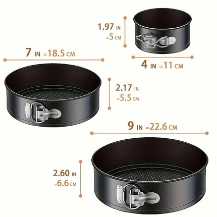 Springform Pan, Nonstick Leakproof 3pcs (4"/7"/9") Round Cake Home Baking, Cheesecake Mold, Springform Design, Nonstick Coating,