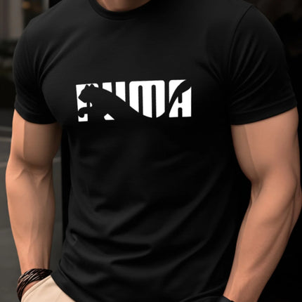 Men's Summer 100% Pure Cotton Casual Fashionable Loose Geometric Animal Letter Pattern Casual Round Neck Short Sleeved T-Shirt