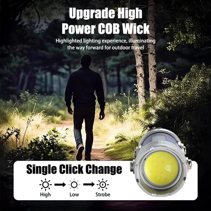 MINI USB Rechargeable LED Flashlight Portable Tail Magnet Work Light Super Bright Camping Lantern Side COB Emergency Torch Light