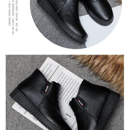 Thickened Warm Cotton Shoes for Middle-Aged And Elderly Women Winter Mom Shoes Fleece-Lined Anti-Slip Flat Bottom Soft Bottom...