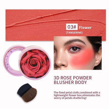 Rare Beauty 3D Petal Rose Blush Shimmer Makeup Highlighter with Real Rose Flower Gift Rubor Forma Rosa long lasting For Women