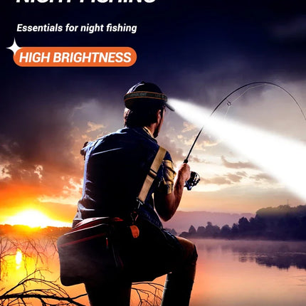 Strong Light Headlamp Portable LED Sensor Headlamp USB-C Rechargeable Head Flashlight Outdoor Camping Fishing Emergency Lantern