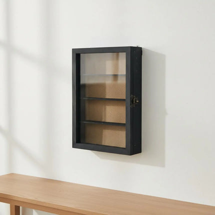 Collectible Figure Display Case Dustproof Wall Mounted Display Case Wooden Collectible Shelf Multifunctional Home Decor