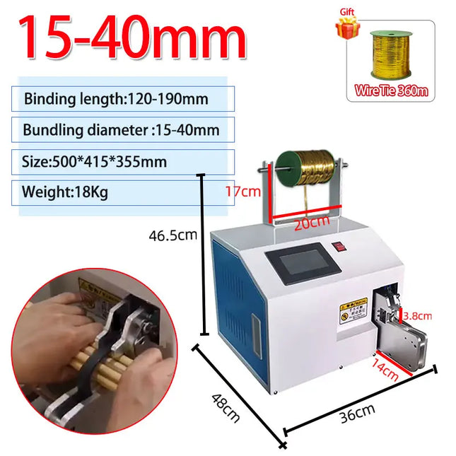 Semi-Automatic Food Processing Cable Tie Machine for Candy, Toast Bags, Durable Cable Tie Equipment, Adjustable Tension for USB Wires