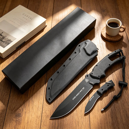 Multi-functional camping outdoor knife, twin-star structure travel knife, 1095 high-carbon steel utility knife