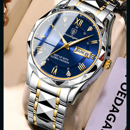 POEDAGAR Luxury Business Men's Watches Waterproof Stainless Steel Luminous Men's Wristwatch Date Week Quartz Sport Men's Watch Reloj