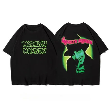 High Street T Shirts Marilyn Manson Printed T-Shirt Fashion Street Trend Short Sleeve Cotton Comfortable Loose Clothing Unisex
