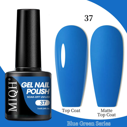 7ml Gel Polish, Blue Gel Nail Polish Fall Winter Colors Ice Blue Green Series Gel Polish Dark Blue Navy Blue Sparkle Soak Off UV