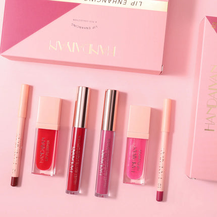 HANDAIYAN 6-Piece Matte Long-Lasting Color Moisturizing Waterproof Lip Liner Set Lip Liner + Lip Gloss + Lip Lacquer Set