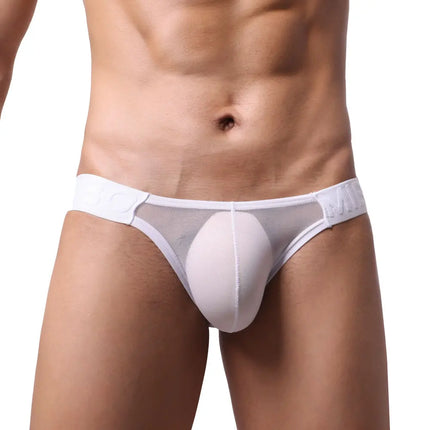 Men's 20D Ultra-Thin Briefs Low Waist Bold Bulge Pockets Sexy Fitted Triangle Underwear High Transparency Comfortable Briefs