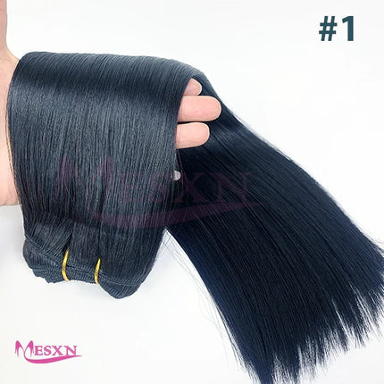 MESXN Human Hair Weft  European Remy Natural Human Hair Extensions Straight 14"-26" Can Curly Hair Weaves Blonde For Salon
