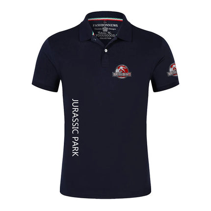 Jurassic Park Summer Casual Sports Ice Silk Quick-drying Breathable Lapel Collar Short-sleeved Solid Color Polo Shirt