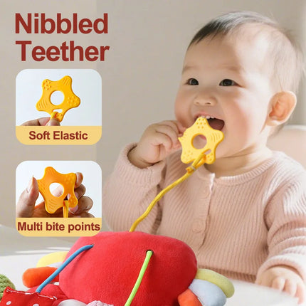 Nibbled Drawstring Mirror Cheer Baby Bed Hanging Toy Cartoon Animal Bedbell Pendant Soft Stroller Car Seat Crib Sensory Learning