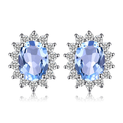 JewelryPalace Created Blue Sapphire Ruby 925 Sterling Silver Stud Earrings Natural Amethyst Garnet Peridot Topaz Princess Diana