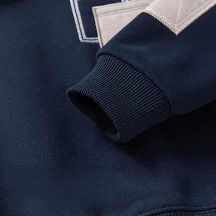 Fleece Padded False Denim Kids Tops Sweatshirt Patchwork Style Fashion Warm Kids Boys Pullover Casual Coat for Winter
