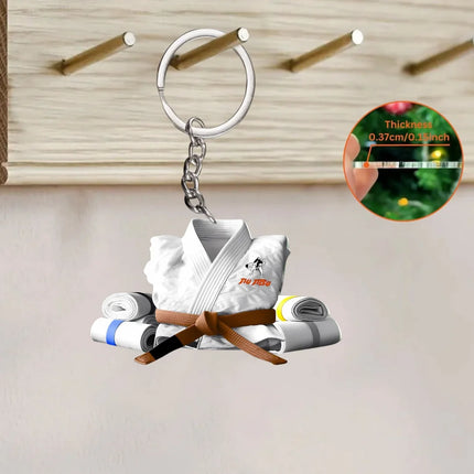 2D Judo Suit Keychain Jiu-Jitsu Themed Pendant Flat Acrylic Ornament Charms Karate Hanging Decoration for Bag Party Festive Gift