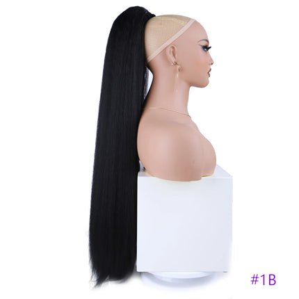 Extra Long Yaki Straight Synthetic Ponytail Extensions 30 Inch Synthetic Drawstring Ponytails Puffy Yaki Straight Hair Extension