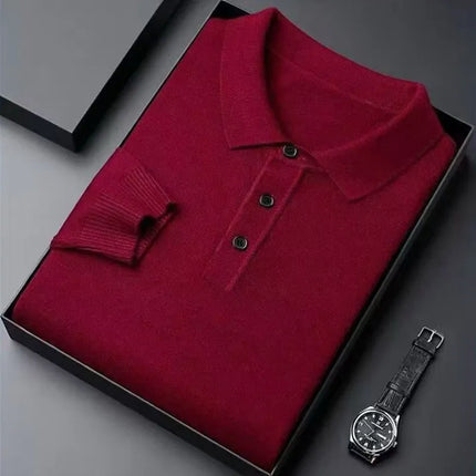 100% Pure Wool Cashmere Sweater Men's POLO Neck Knitted Pullover Autumn Winter New Warm Top Fashion Korean Edition Jacket