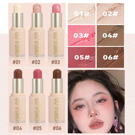Waterproof powder blusher stick, transparent concealer multifunctional makeup stick, create a natural look