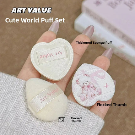 Cloud Feeling Flocked Sponge Beauty Blender Kit Powder Puff Makeup Setting Blush Concealer Dry Wet Use Foundation Brush