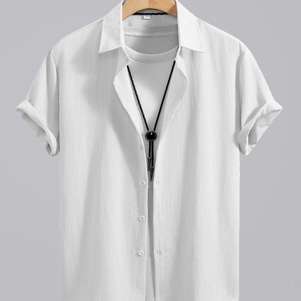 2026 Men's Simple and Fresh Shirt - Street Fashion Loose Quick-Drying Casual Shirt-Hawaiian Vacation Style Solid Collar Cardigan