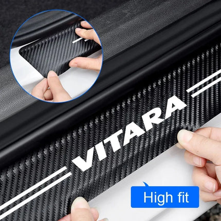 Carbon Fiber Car Sticker Car Door Trunk Protective Strip Anti Scratch Decal for Suzuki VITARA Logo Car Accessories