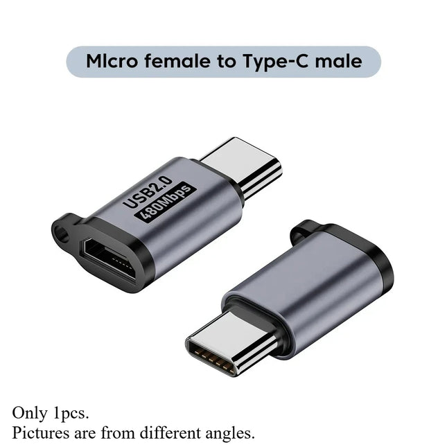 Micro USB To Type C Adapter Mini USB To USB C 480Mbps Fast Data Charging Connector USBC To Lightning Adapter for Iphone