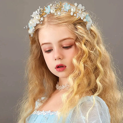 Pearl Flower Wreath Headband Girls Bridal Elegant Crowns Hair Headdress Bride Garland Head Hoop Wedding Headbands Hair Jewelry