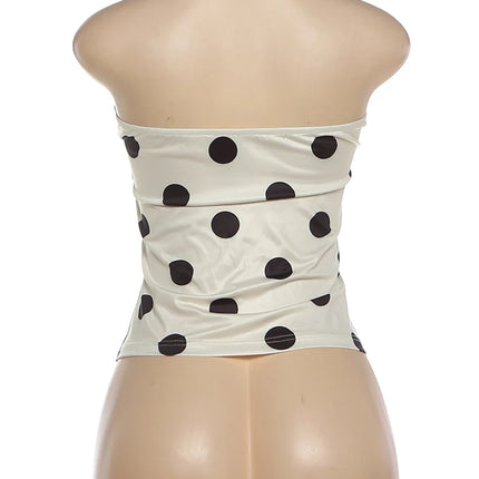 Weird Puss Polka Dot Strapless Tank Top Women Lace-Up Hollow Backless Sexy Summer Trend Hottie Wild Classic Skinny Streetwear