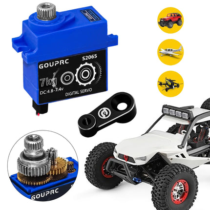 7KG Waterproof RC Digital Micro Servo with Horn Digital Servo for TRX4 TRX6 SCX10 III 1/10 RC Crawler Car Metal Gear Servo