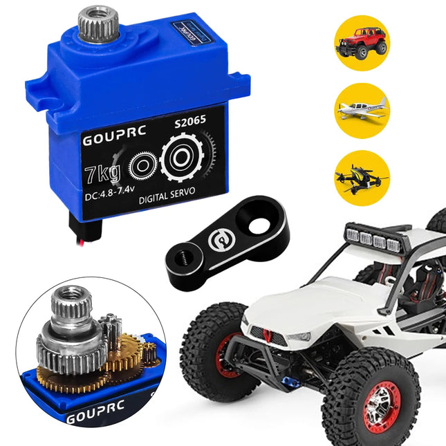 7KG Waterproof RC Digital Micro Servo with Horn Digital Servo for TRX4 TRX6 SCX10 III 1/10 RC Crawler Car Metal Gear Servo