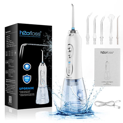H2ofloss Water Flosser For Teeth Portable Oral Irrigator Dental Water Jet High Pressure Cleaning Mouth Washing 300ML 5 Modes
