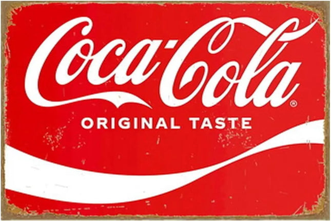 1w,Coke Tin Sign Metal Poster Vintage Wall Decor, Original Taste, for Pub Restaurants Cafe Club Plaque Man Cave Wall