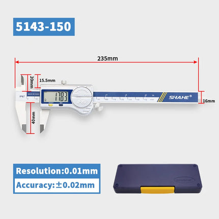 Shahe Digital Vernier Caliper Gauge Paquimetro Electronic Digital Caliper Paquimetro Digital 150 MM Measuring Tool