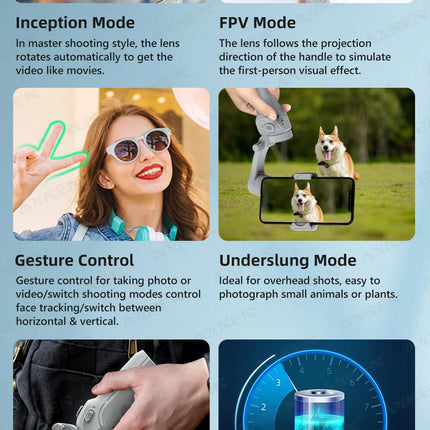 3 Axis Handheld Gimbal Stabilizer for Smartphone with Fill Light for iPhone Android Face Tracking Tiktok Vlog Smart Gimbals HQ6