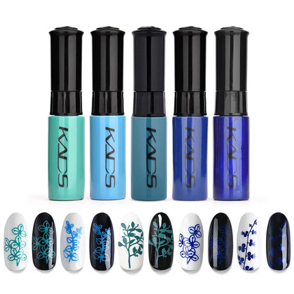 KADS 5/4 Pcs Stamping Varnish Set Nail Stamping Polish Kit Black Nail Art Polish Manicure Stamping Lacquer for Template Nails