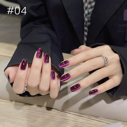 MN 10ml 1-12pcs 2025 Autumn Blue Brown Cat Eye Gel Nail Polish Popular Flash Chocolate Glass Beads Nails Black Nails Christmas