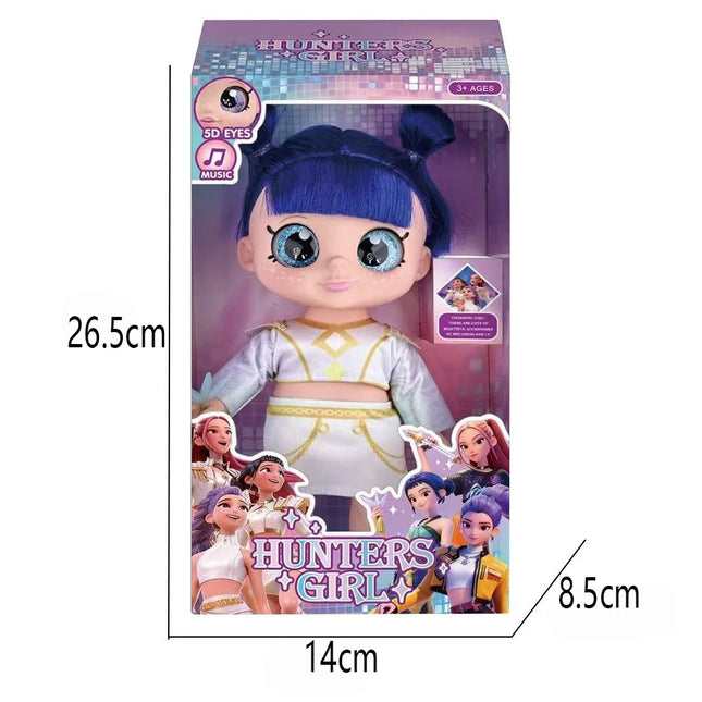 Hot Demon Hunters Fashion Doll with Purple Braids Interactive Music Doll with 5D Eyes Pet Toy Perfect Play Set Gifts for Childs