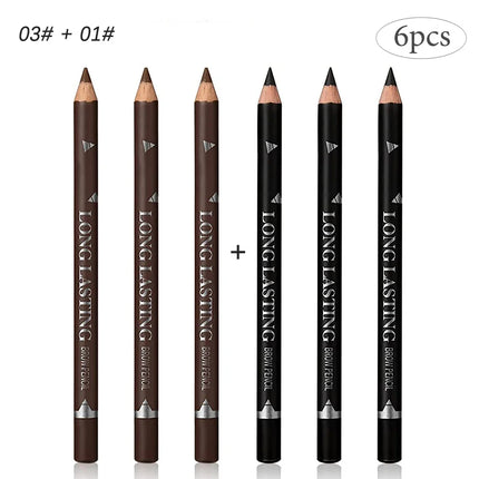 6/12PCs eye brow pencil waterproof professional women eye makeup pen easy color natural black Brown cosmetic beauty eyebrow tool
