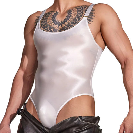 Mens Oil Glossy Shiny Sleeveless Leotard Underwear For Hot Man Bodysuit Piece Pajamas Nightclub Jumpsuit Summer Men's Panties