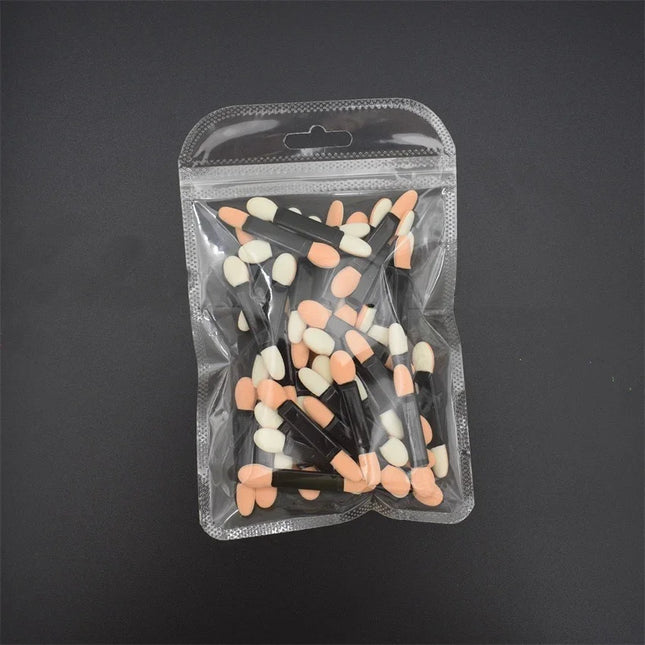 Cuttte 50/100PCS Disposable Dual Sides Eye Shadow Sponge Applicators with Container,  Length Eyeshadow Brushes Makeup Applicator