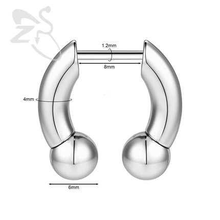 ZS 1PC 16G Buffalo Horn Nose Piercing Stainless Steel Pincher Plug In Septum Ring Stretcher Expander Gold Color Nose Ring 8mm