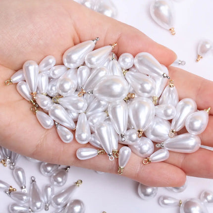 5Pcs/bag 10/14/16/18mm White Imitation Pearl Water Drop Pendant DIY Earrings Necklace Bracelet Brooch Jewelry Makings